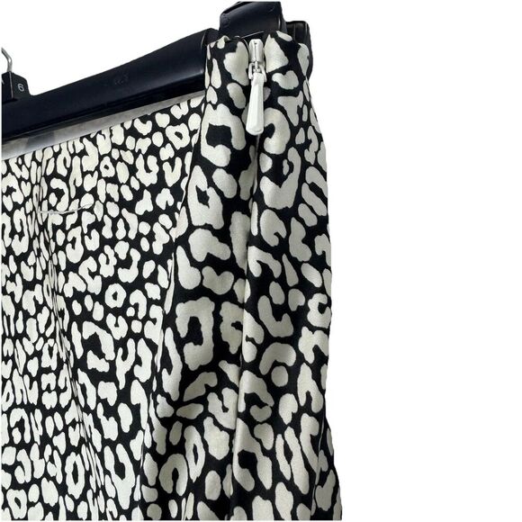 Bardot Satin Midi Skirt Size L White Black Animal Print Silky Old Money Capsule - Picture 4 of 6